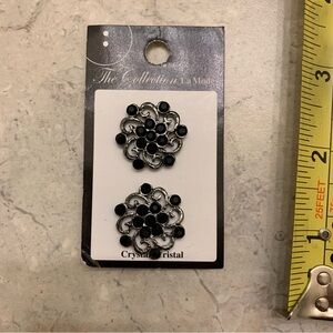 3/$20 silver black crystal buttons
